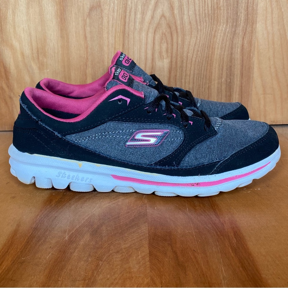 Youth 4 Skechers Go Walk Athletic Shoes Grey Pink CCKC1154
